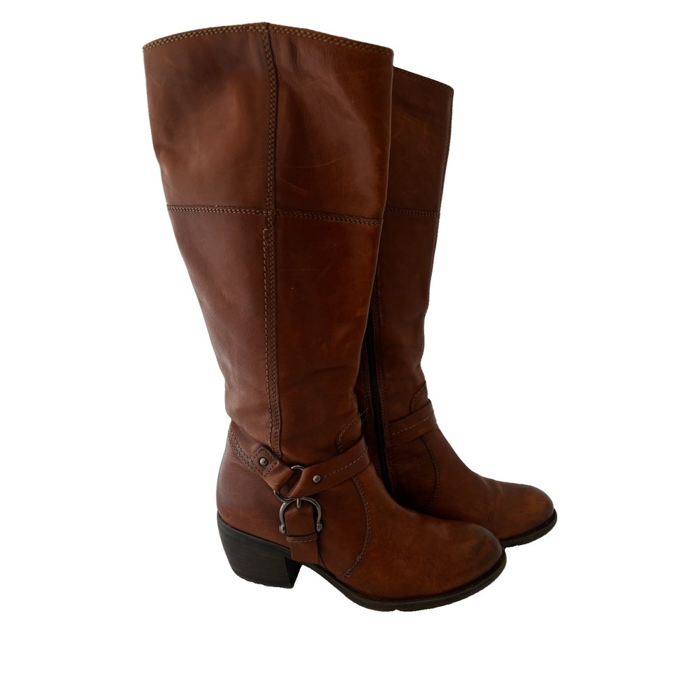Clarks Mascarpone Mix Riding Boots 7M Brown Leather Equestrian Classic Americana